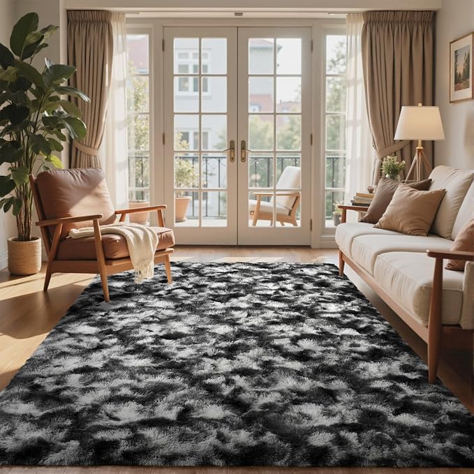5x7 Ft Large Shag Rugs for Bedroom Living Room Decor for Men Boys, Tie Dyed - Image 2