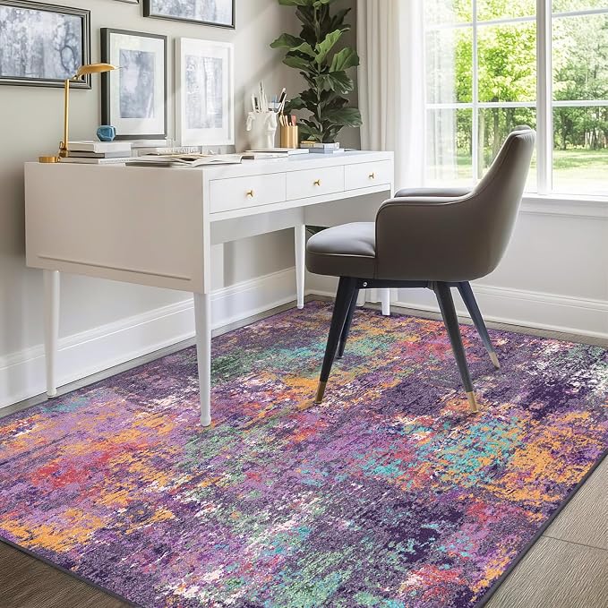 RELEANY Washable Area Rugs 9'x12' Non-Slip Modern Abstract Soft - Image 8
