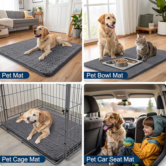 Smiry Dog Door Mat for Muddy Paws 24x16, Absorbent Dirt Trapper, Non-Slip - Image 6