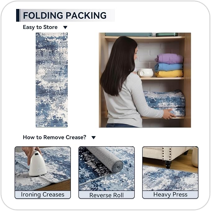 Blue Rug Runners for Hallways Kitchen 2.6x8 Non Slip Washable Entryway Runner - Image 7