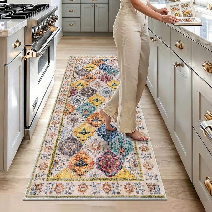 HEBE Washable Hallway Runner Rug 2'x 5' Non Slip Kitchen Rugs Runner, Low Pile - Image 9