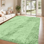 8x10 Area Rug for Living Room:Ultra Soft Fluffy Shag Light Green Rugs, Large - Image 2
