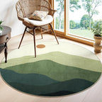 4ft Abstract Round Rug, Soft Washable Non-Slip Mountain Circle Classroom Rug by Sungea