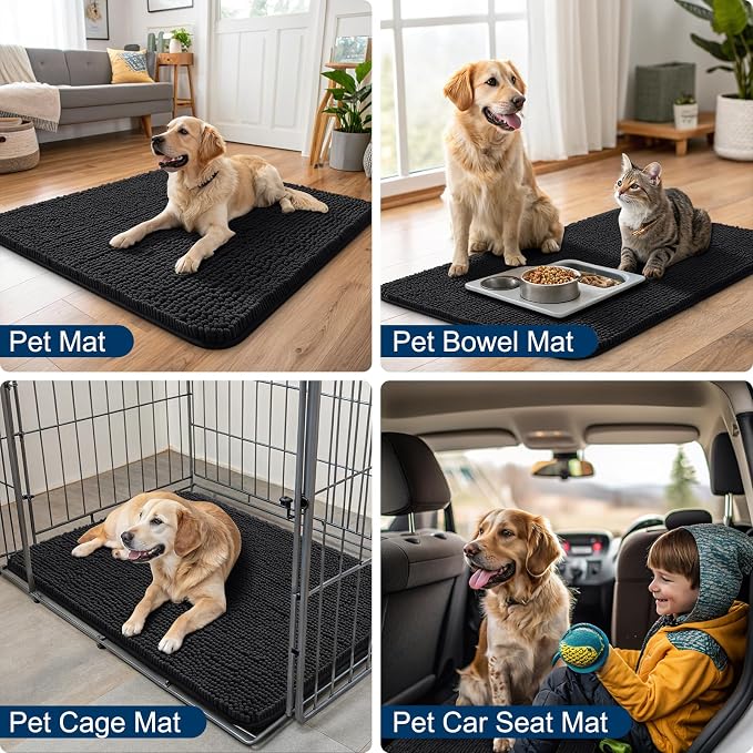 Smiry Dog Door Mat for Muddy Paws 47x20, Absorbent Dirt Trapper, Non-Slip - Image 6