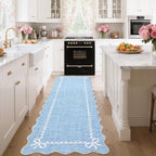 GarveeHome Scalloped Bow Rug for Living Room, Solid Blue Rug for Dorm, Washable - Image 3