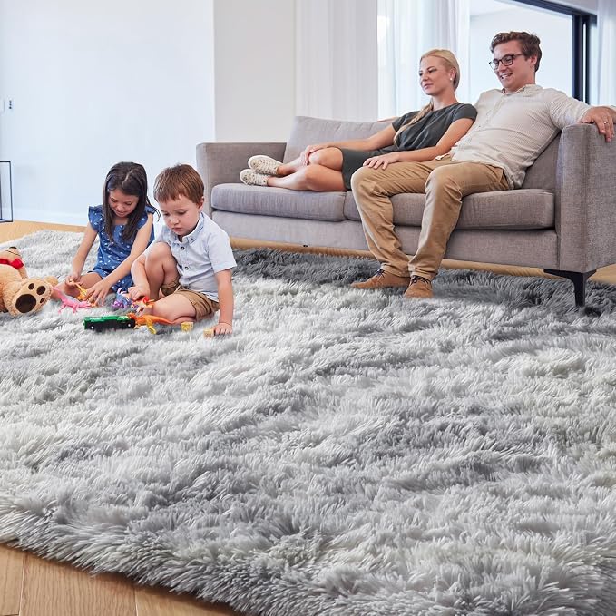 PAGISOFE Abstract Shaggy Machine Washable Area Rug 4' x 6' Plush Soft Fluffy - Image 2