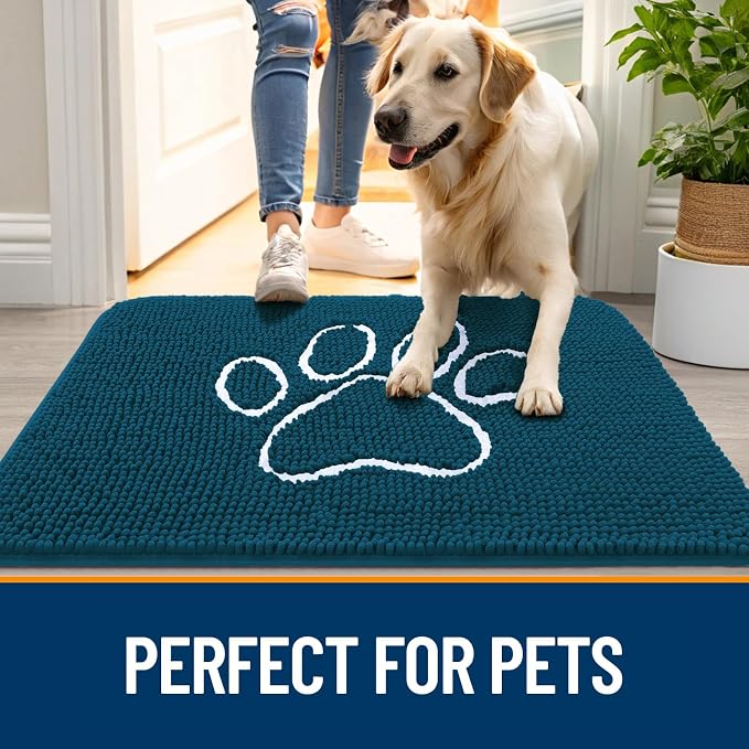 OLANLY Dog Door Mat for Muddy Paws 47x20, Paw Print Design, Absorbs Moisture - Image 6