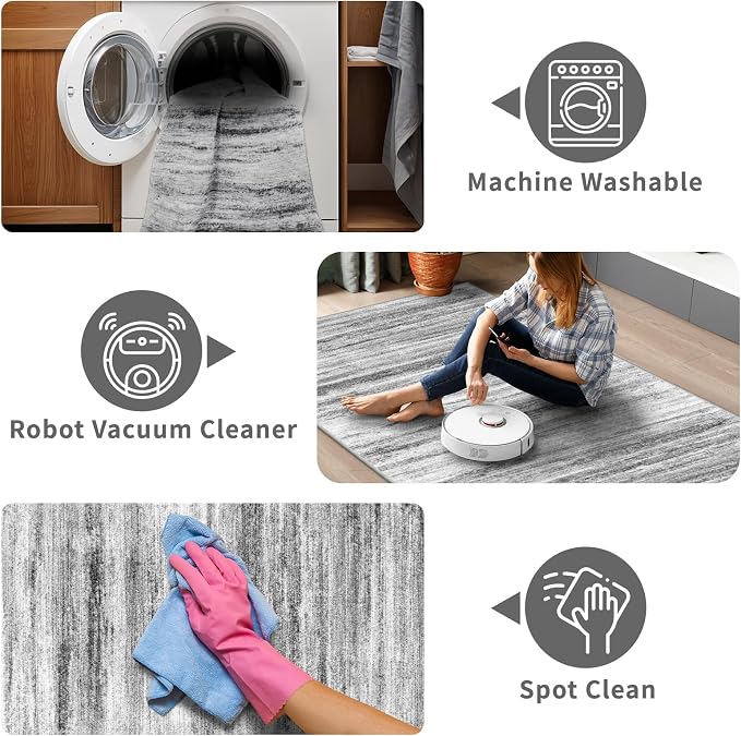 4x5 Area Rugs for Entryway Washable: Easy-to-Clean Rug for Office Kitchen - Image 4