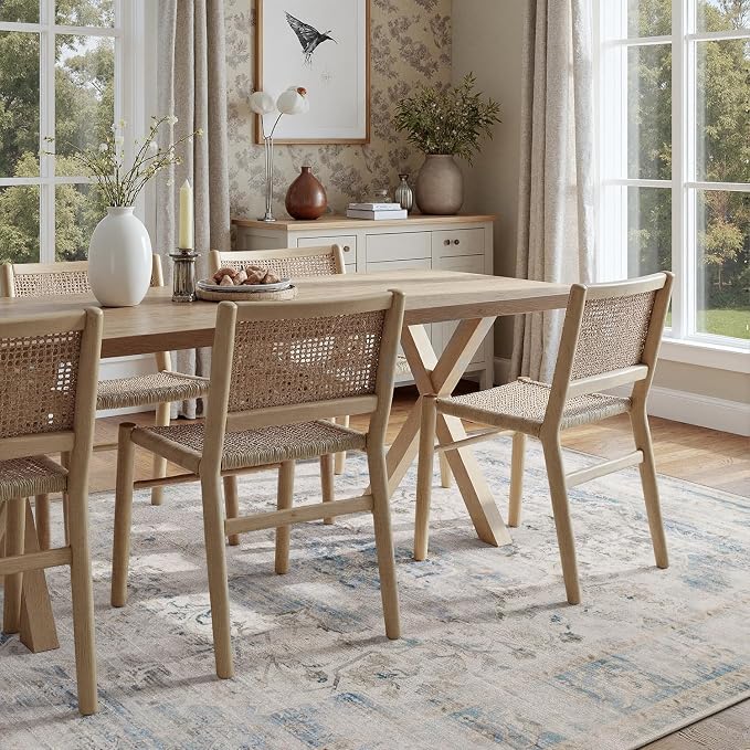 DCX 8x10 Haze Blue Rug, Machine Washable Stain Resistant Distressed Vintage Rug - Image 5