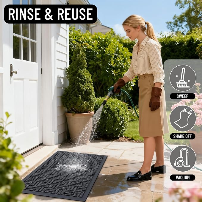 OLANLY Front Door Mat Outside Entrance 59x34, Heavy Duty Sturdy Natural Rubber - Image 7