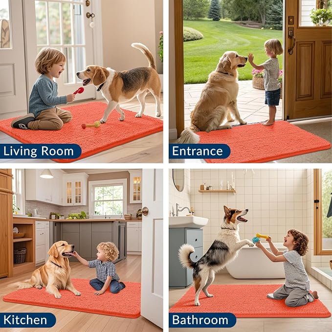 Smiry Dog Door Mat for Muddy Paws 30x20, Absorbent Dirt Trapper, Non-Slip - Image 7