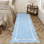 GarveeHome Scalloped Bow Rug for Living Room, Solid Blue Rug for Dorm, Washable - Image 7