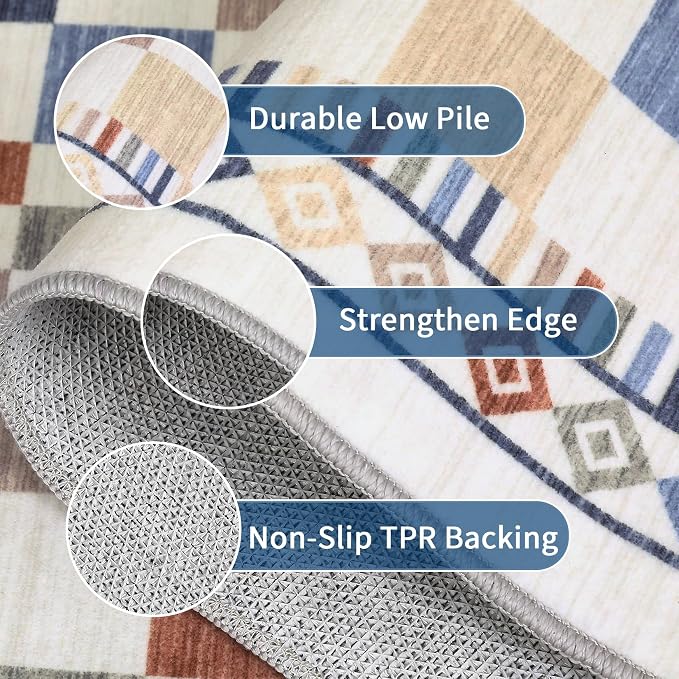 GarveeHome 10x13 Area Rug for Large Living Room Modern Colorful Checkered Throw - Image 3