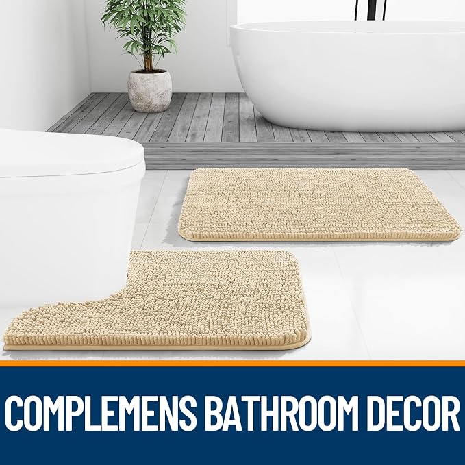 OLANLY Small Bathroom Rugs 24x16, Extra Soft Absorbent Chenille Bath Rugs - Image 7