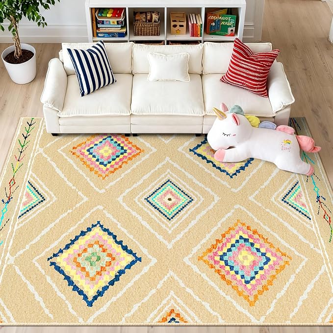 Area Rug 8x10 Rug Machine Washable Non-Slip Low Pile Print Pattern Western Rug - Image 7