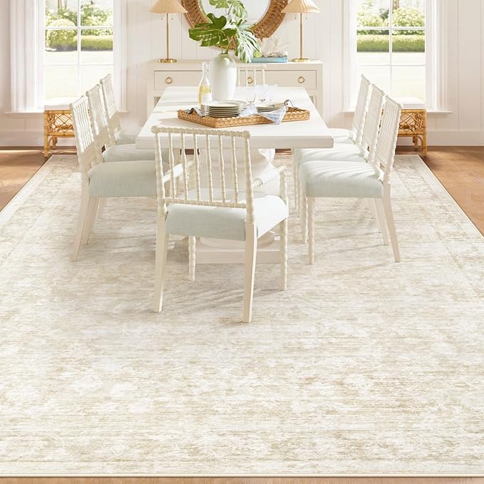 9x12 Area Rugs for Living Room: Washable Large Vintage Floral Rug Low Pile - Image 6