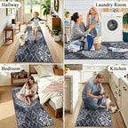 HEBE Washable Hallway Runner Rug 2'x 5' Non Slip Kitchen Rugs Runner, Low Pile - Image 7