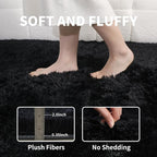 2x3 Black Fluffy Shag Rug for Bedroom, Soft Plush Fuzzy Washable Non Slip Floor - Image 4