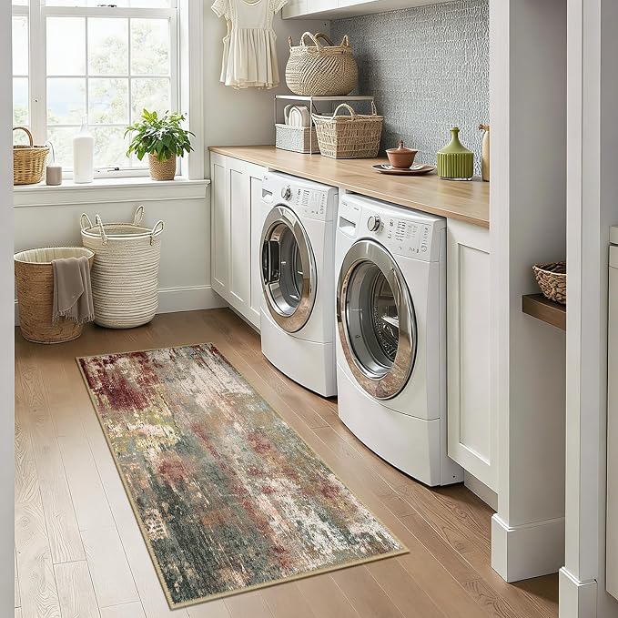 RELEANY Washable Area Rugs 2'x5' Non-Slip Modern Abstract Soft - Image 9