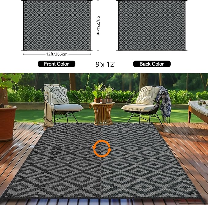 Outdoor Patio Plastic Straw Rug - Image 2