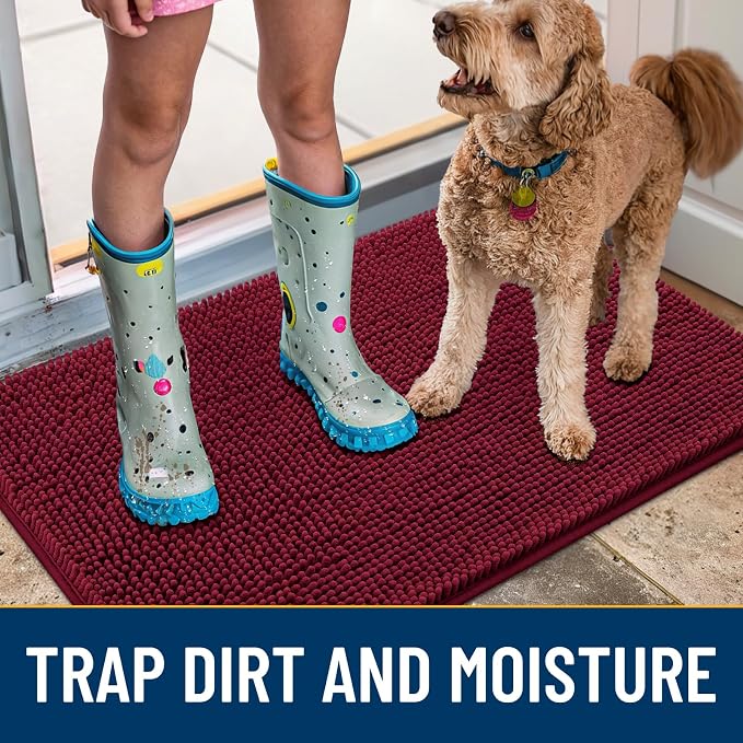 Smiry Dog Door Mat for Muddy Paws 48x30, Absorbent Dirt Trapper, Non-Slip - Image 3