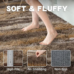 Fluffy Rugs for Living Room Bedroom, 5x7 Feet Abstract Brown Shag Area Rugs - Image 5