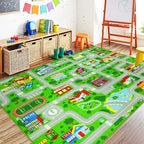 Capslpad Green Car Road Kid Rug Carpet Playmat by CapslpadDirect