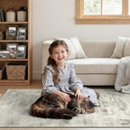 DCX 5x7 Vintage Rug, Machine Washable Stain Resistant Distressed Beige Rug - Image 7