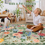 Round Area Rug for Living Room: 8 ft Floral Washable Circle Rug Soft Boho - Image 6