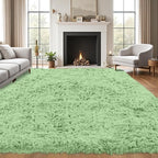 8x10 Area Rug for Living Room:Ultra Soft Fluffy Shag Light Green Rugs, Large - Image 9