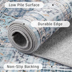 DCX Machine Washable Blue and Beige 2x6 Runner Rug, Non Slip Stain Resistant - Image 4