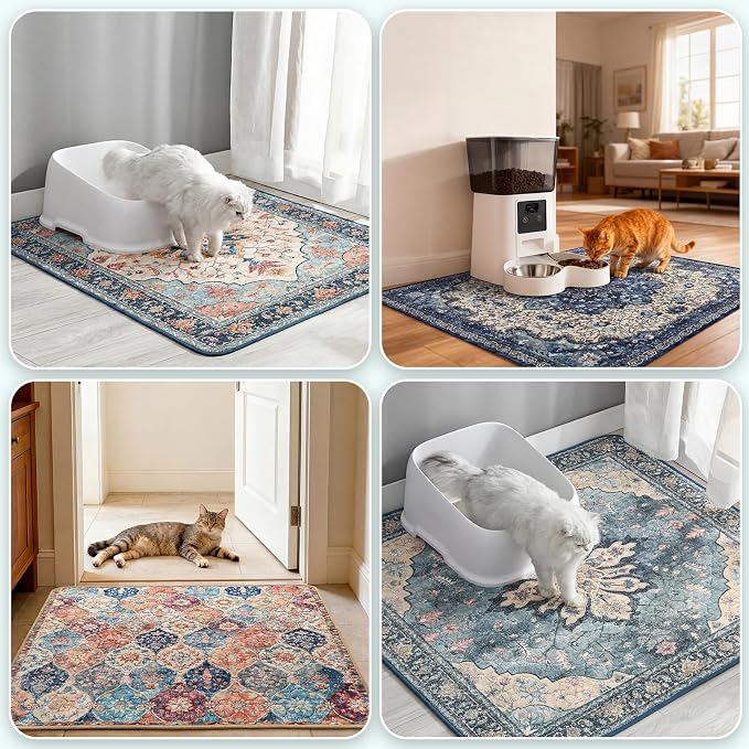 Hompet Cat Litter Mat 2 Pack, 18x54 Large Machine Washable Trapping Mats - Image 4