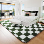 KICMOR Area Rugs for Bedroom Living Room, 4x6 Soft Fluffy Olive Green and White - Image 3