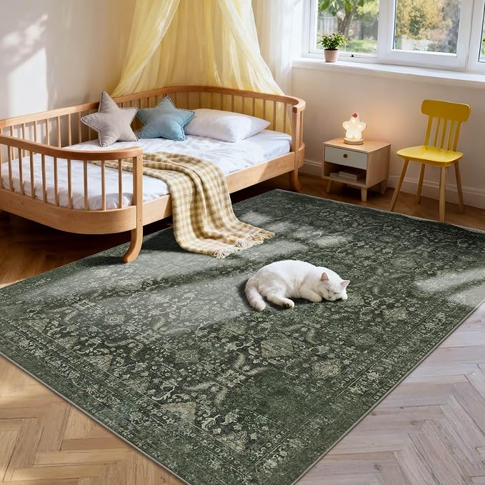 Rugxara 4x6 Rug for Living Room Bedroom, Vintage Retro Boho Area Rugs, Non Slip - Image 2