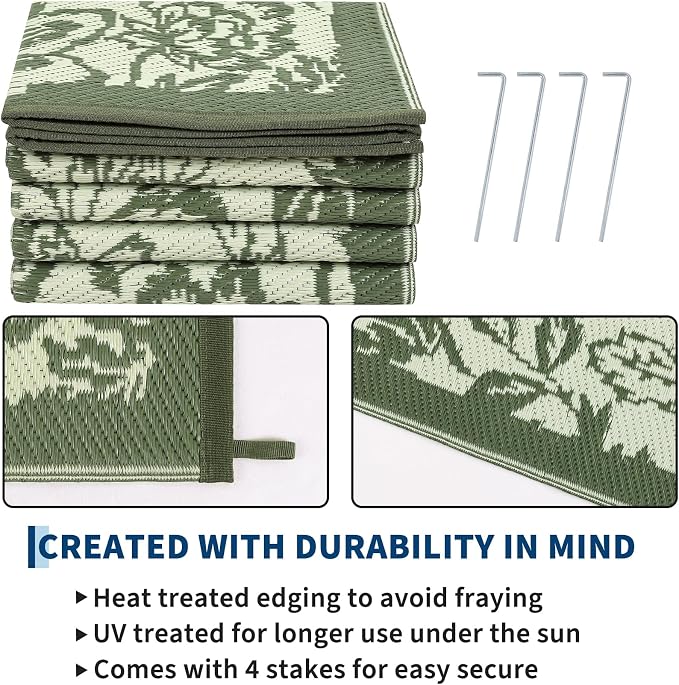 Garvee Outdoor Rugs 9' x 18’ Waterproof Reversible Mats, Large Area Plastic - Image 4