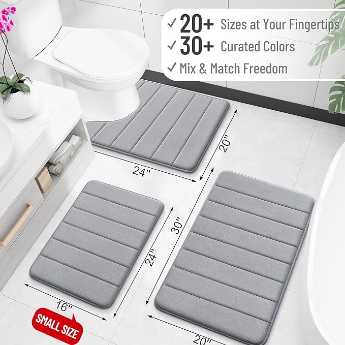 OLANLY Memory Foam Long Bathroom Rugs Runner 70x24, Super Soft Absorbent Bath - Image 2