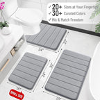 OLANLY Memory Foam Long Bathroom Rugs Runner 70x24, Super Soft Absorbent Bath - Image 2