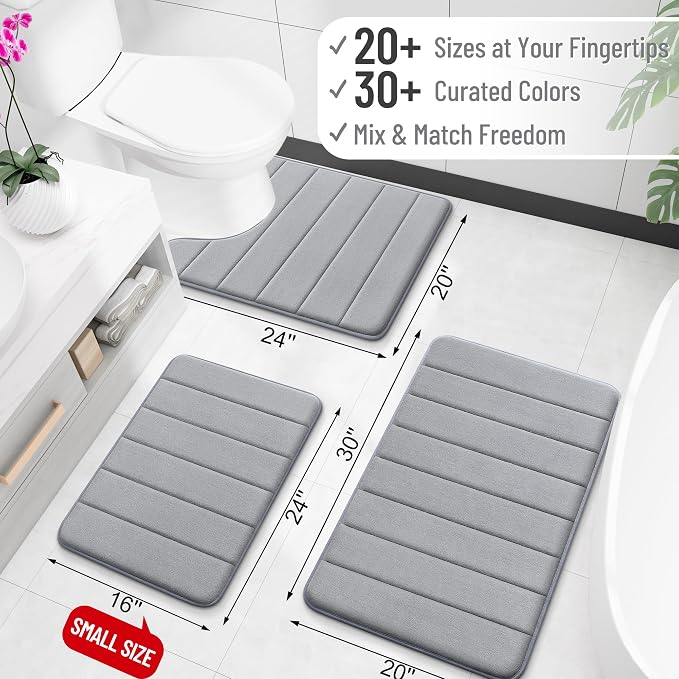 OLANLY Memory Foam Long Bathroom Rugs Runner 47x20, Super Soft Absorbent Bath - Image 2