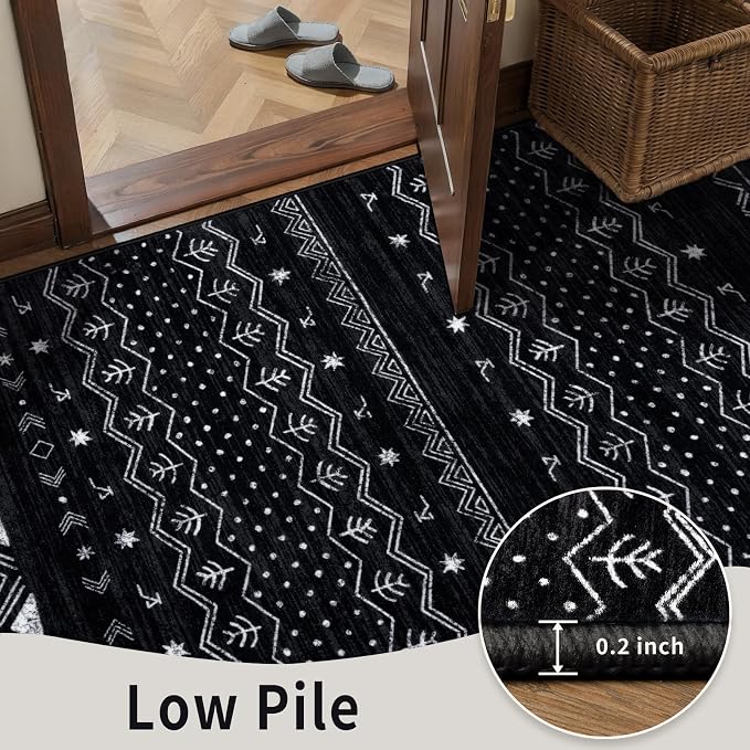SERISSA 7x9 Area Rugs for Living Room, Washable Non-Slip Black and White Boho - Image 7