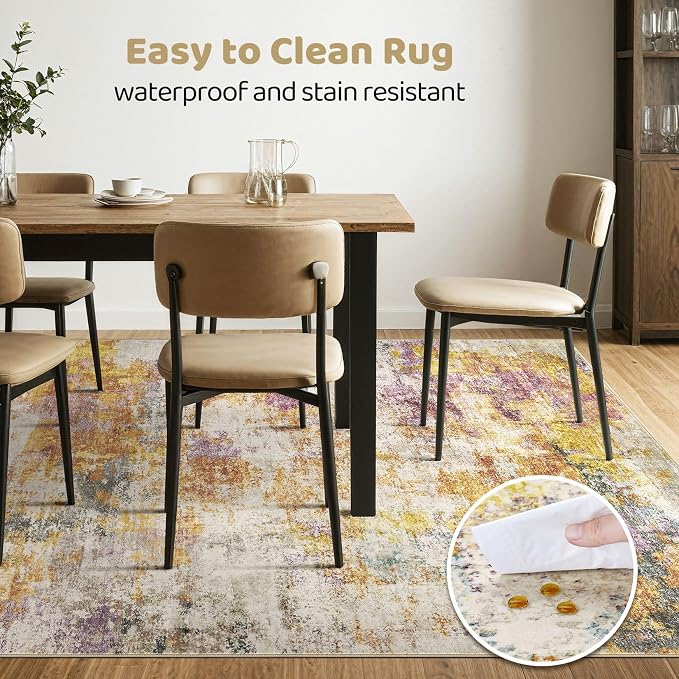 7x10 Area Rug Living Room: Machine Washable Large Abstract Modern Soft Rug - Image 6