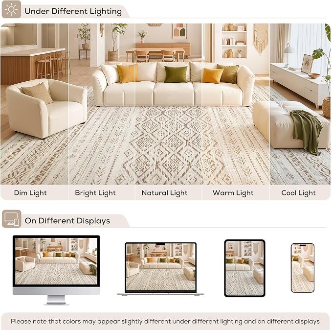 Nakagishi Area Rug Living Room Rugs: 7x9 Large Soft Machine Washable Boho - Image 9
