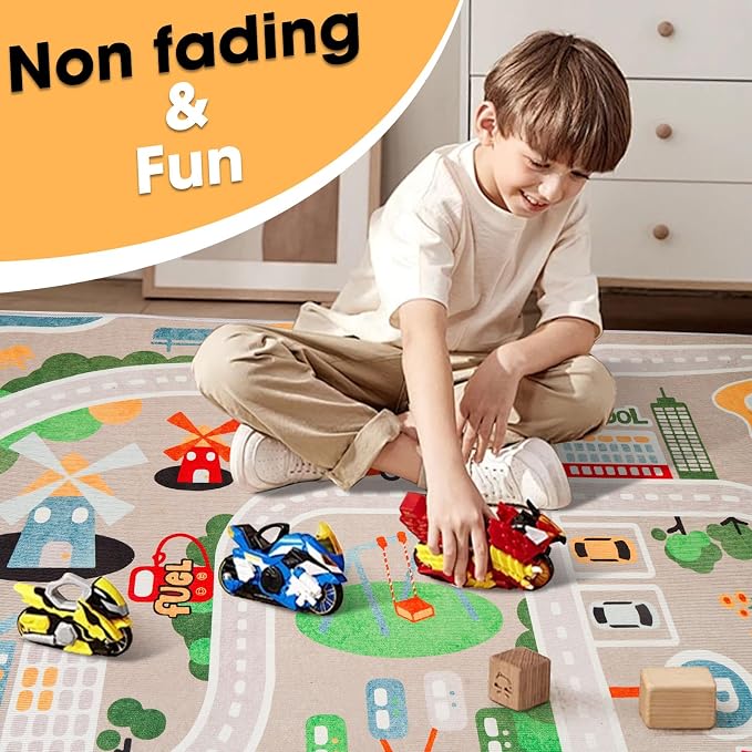 Kid Rug Carpet Playmat for Toy Cars and Train，Play Area Rug - Image 2