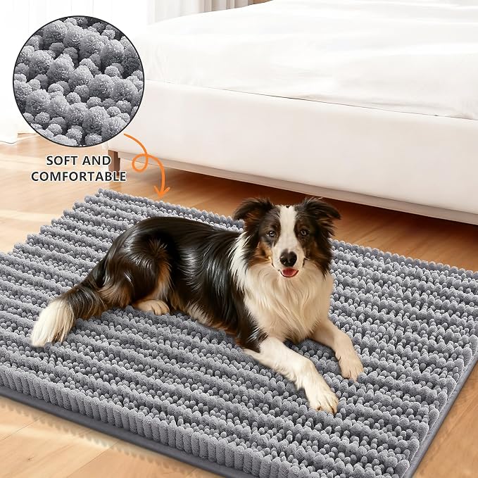 Smiry Dog Door Mat for Muddy Paws 24x16, Absorbent Dirt Trapper, Non-Slip - Image 2