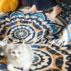 jinchan Mandala Round Rug 8ft Blue Boho Washable Rug Moroccan 8' Round Modern - Image 3
