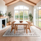 Hazo Haus Beige Farmhouse Washable 7x10 Area Rugs - Image 3