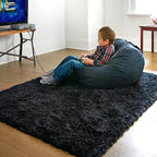 Ophanie Black Area Rugs for Bedroom Living Room, 4x6 Fluffy Fuzzy Shag Shaggy - Image 8