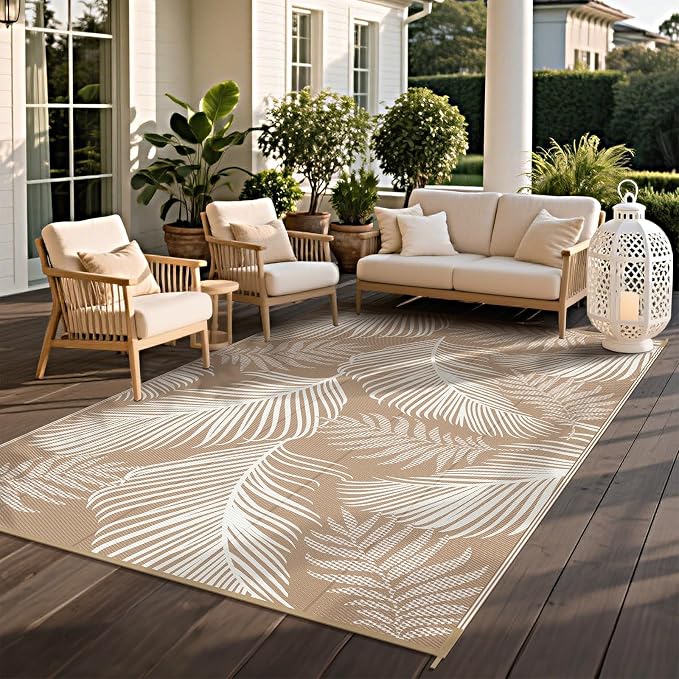 Pauwer Waterproof Outdoor Rug 6x9, Reversible Plastic Straw Patio Camping Rug - Image 4