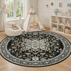 Round Area Rug for Living Room: 6ft Washable Vintage Boho Soft Thin Circle Rug - Image 5