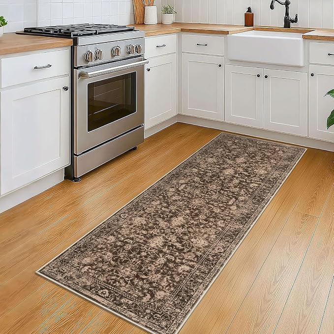 KILOCOCO Hallway Runner 2x5 Kitchen Runner Rug Printed Floral Non-Slip Washable - Image 2