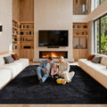 Black Area Rugs 9x12 Living Room, Large Fluffy Rugs by Unknown